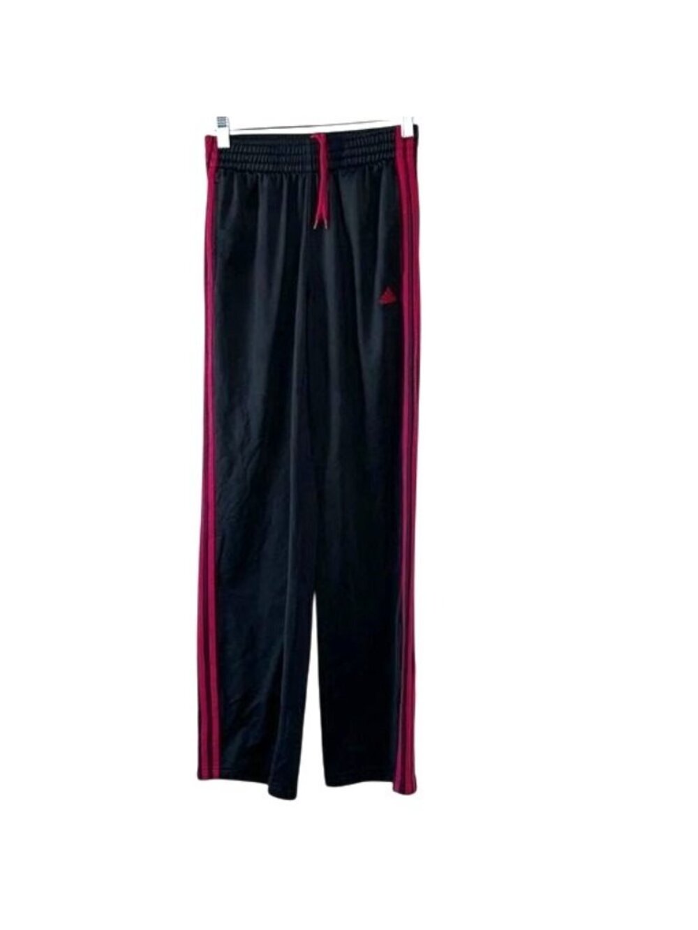 Adidas Black & Pink Side-Striped Track Pants S Womens